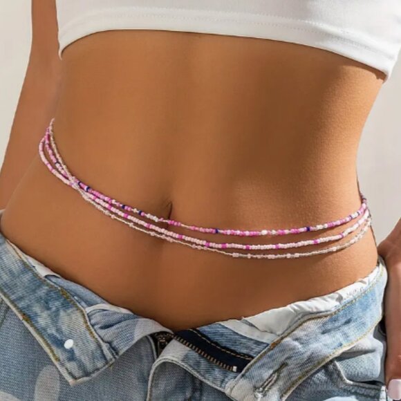 Beaded 3pc Layered Waist Body Jewelry - Picture 2 of 8
